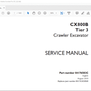 Case CX800B Tier 3 Crawler Excavator Service Manual 84176583C - PDF DOWNLOAD