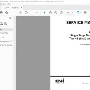 Case Cursor® 13 Single Stage Turbocharger Tier 4B (final) & Stage IV Engine Service Manual 47869981