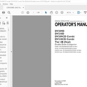 Case DV209D DV210D DV209CD Combi DV210CD Combi Tier 4B (final) Double Drum Compactor Operator's Manual PN 51675589
