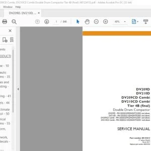 Case DV209D DV210D DV209CD Combi DV210CD Combi Tier 4B (final) Double Drum Compactor Service Manual 48123413