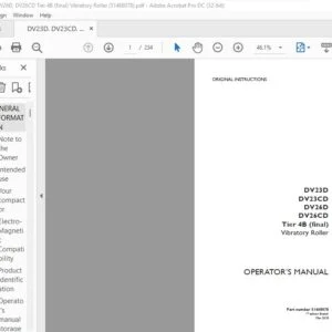 Case DV23D DV23CD DV26D DV26CD Tier 4B (final) Vibratory Roller Operator's Manual PN 51468078 - PDF DOWNLOAD