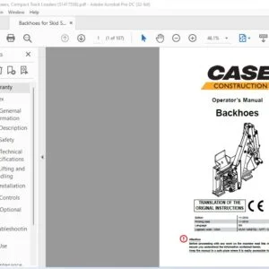 Case E24 Backhoe Attachment Operator's Manual - PDF DOWNLOAD
