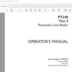 Case PT240 Tier 3 Pneumatic Line Roller Operator's Manual 47703675 - PDF DOWNLOAD