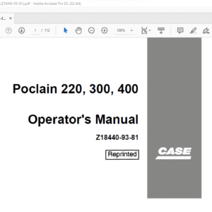 Case Poclain 220 300 400 Operator's Manual Z18440-93-81 - PDF DOWNLOAD