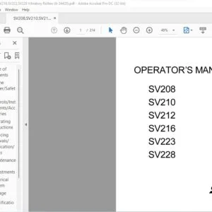 Case SV208 SV210 SV212 SV216 SV223 SV228 Vibratory Roller Operator's Manual - PDF DOWNLOAD