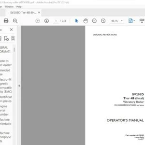 Case SV208D Tier 4B (final) Vibratory Roller Operator's Manual PN 48150509 - PDF DOWNLOAD