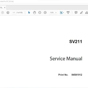 Case SV211 Vibratory Roller Service Manual PN 84581912  - PDF DOWNLOAD