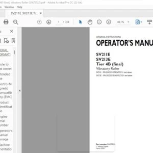 Case SV211E SV213E Tier 4B (final) Vibratory Roller Operator's Manual PN 51675522 - PDF DOWNLOAD