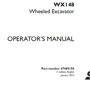 Case WX148 Wheeled Excavator Operator's Manual 47485156 - PDF DOWNLOAD