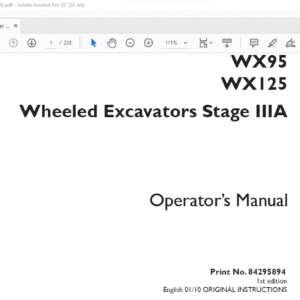 Case WX95 WX125 Wheeled Excavators Stage IIIA Operator's Manual 84295894 - PDF DOWNLOAD