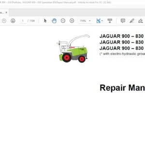 Claas JAGUAR 900 – 830 JAGUAR 900 – 830 Profistar JAGUAR 900 – 830 Speedstar Repair Manual - PDF DOWNLOAD