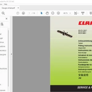 Class Tedders VOLTO 1100 T VOLTO 900 T VOLTO 800 T Gauge wheel Fitting Instructions Manual -PDF DOWNLOAD