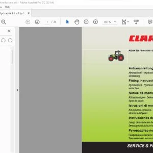 Class Tractor AXION 850  840  830  820  810 Hydraulik kit - Hydraulic weight reduction Fitting Instructions Manual - PDF DOWNLOAD