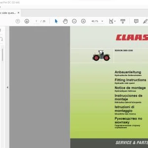 Class Tractor XERION 3800-3300 Hydraulic side quest Fitting Instructions Manual - PDF DOWNLOAD