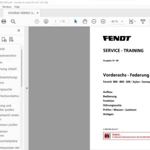 FENDT Favorit  900 - 800 - 500  Xylon  Farmer 300 Service Training Manual - PDF DOWNLOAD