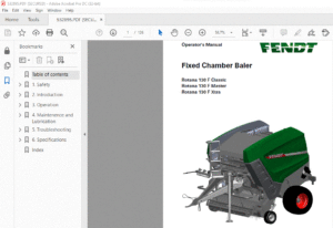 FENDT Fixed Chamber Baler Rotana 130 F Classic Rotana 130 F Master Rotana 130 F Xtra  Operator's Manual - PDF DOWNLOAD