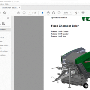 FENDT Fixed Chamber Baler Rotana 130 F Classic Rotana 130 F Master Rotana 130 F Xtra  Operator's Manual - PDF DOWNLOAD