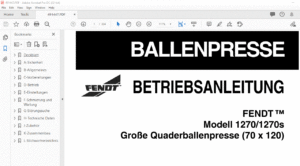 FENDT™ 1270 1270s GroBe Quaderballenpresse (70 x 120) BETRIEBSANLEITUNG - PDF DOWNLOAD (German)
