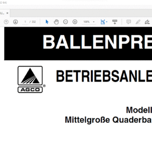FENDT™ 990 990s GroBe Mittelgroße Quaderballenpresse BETRIEBSANLEITUNG - PDF DOWNLOAD (German)