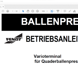 FENDT™ Varioterminal für Quaderballenpressen BETRIEBSANLEITUNG MANUAL - PDF DOWNLOAD (GERMAN)