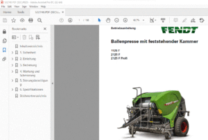 Fendt Ballenpresse mit feststehender Kammer 1125 F 2125 F 2125 F Profi Betriebsanleitung Manual - PDF DOWNLOAD