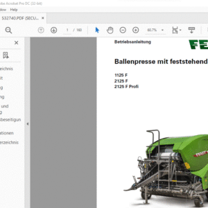 Fendt Ballenpresse mit feststehender Kammer 1125 F 2125 F 2125 F Profi Betriebsanleitung Manual - PDF DOWNLOAD