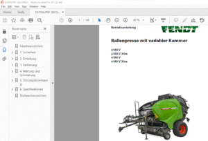 Fendt Ballenpresse mit variabler Kammer 4160 V 4160 V Xtra 4180 V 4180 V Xtra Betriebsanleitung Manual - PDF DOWNLOAD (German)