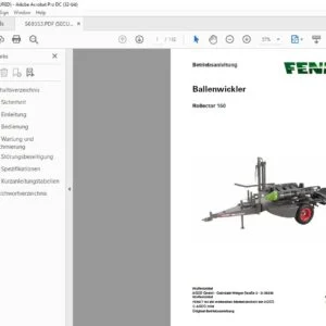 Fendt Ballenwickler Rollector 160 Betriebsanleitung Manual - PDF DOWNLOAD(German)