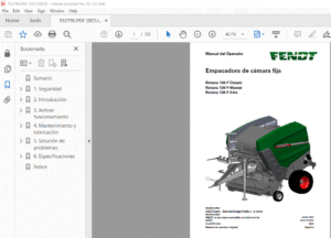 Fendt Empacadora de cámara fija Rotana 130 F Classic Rotana 130 F Master Rotana 130 F Xtra Manual del Operador - PDF DOWNLOAD (Spainsh)
