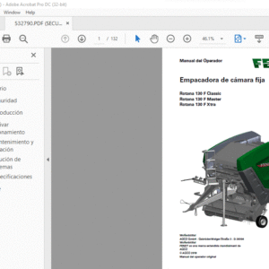Fendt Empacadora de cámara fija Rotana 130 F Classic Rotana 130 F Master Rotana 130 F Xtra Manual del Operador - PDF DOWNLOAD (Spainsh)