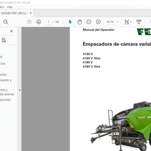 Fendt Empacadora de cámara variable 4160 V 4160 V Xtra 4180 V 4180 V Xtra Manual del Operador - PDF DOWNLOAD (Spanish)
