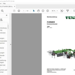 Fendt FORMER Kreiselschwader 1502 Betriebsanleitung - PDF DOWNLOAD (German)