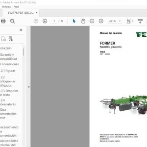 Fendt  FORMER Rastrillo giratorio 1502 Manual del operario  - PDF DOWNLOAD (Spanish)