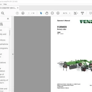 Fendt FORMER Rotary rake 1502 Operator's Manual - PDF DOWNLOAD