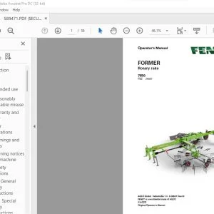 Fendt FORMER Rotary rake 7850 Operator's Manual - PDF DOWNLOAD