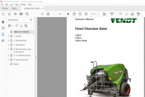 Fendt Fixed Chamber Baler 1125 F 2125 F 2125 F Profi Operator's Manual - PDF DOWNLOAD