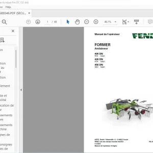 Fendt Former Andaineur 400 DN 426 DN 456 DN Manuel de l'opérateur - PDF DOWNLOAD (French)