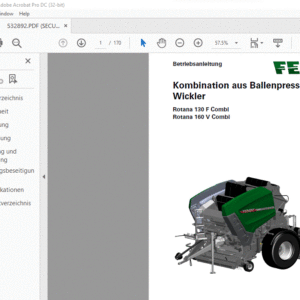 Fendt Kombination aus Ballenpresse und Wickler Rotana 130 F Combi Rotana 160 V Combi Betriebsanleitung Manual - PDF DOWNLOAD (GERMAN)