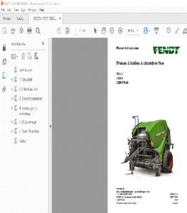 Fendt Presse à balles à chambre fixe 1125 F 2125 F 2125 F Profi Manuel de l'opérateur - PDF DOWNLOAD(French)