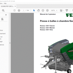 Fendt Presse à balles à chambre fixe Rotana 130 F Master Rotana 130 F Xtra Manuel de l'opérateur - PDF DOWNLOAD (French)