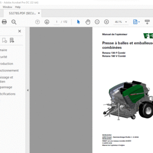 Fendt Presse à balles et emballeuse combinées Rotana 130 F Combi Rotana 160 V Combi Manuel de l'opérateur - PDF DOWNLOAD (French)