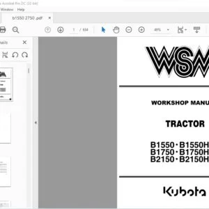 Kubota B1550 • B1550HST B1750 • B1750HST B2150 • B2150HST Tractor Workshop Manual - PDF DOWNLOAD