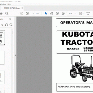 Kubota B1550HST B1750HST Tractor Operator's Manual - PDF DOWNLOAD