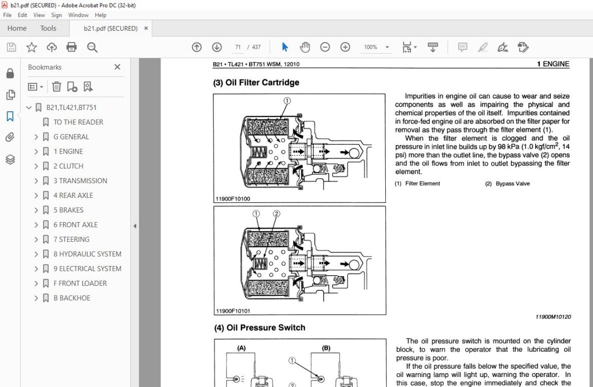 Kubota B21 TL421 BT751 Tractor Front Loader Backhoe Workshop Manual ...