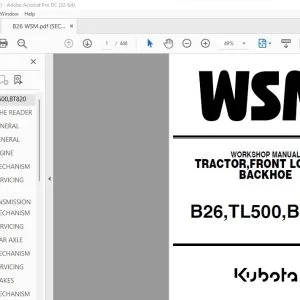 Kubota B26 TL500 BT820 Tractor Front Loader Backhoe Workshop Manual - PDF DOWNLOAD