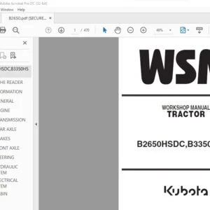 Kubota B2650HSDC B3350HSDC Tractor Workshop Manual - PDF DOWNLOAD