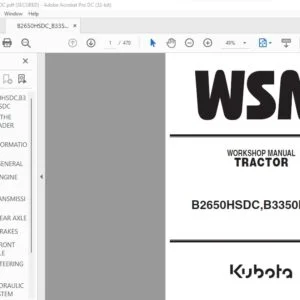 Kubota B2650HSDC B3350HSDC Tractor Workshop Manual - PDF DOWNLOAD