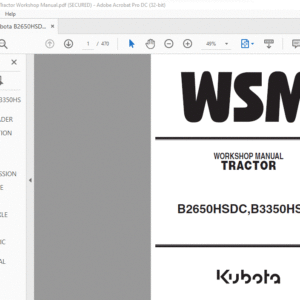 Kubota B2650HSDC B3350HSDC Tractor Workshop Manual - PDF DOWNLOAD