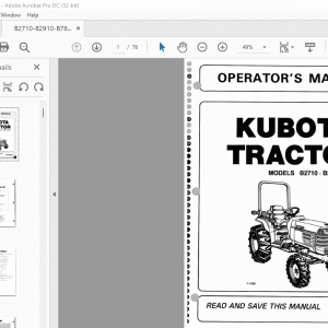 Kubota B2710 B2910 B7800 Tractor Operator's Manual - PDF DOWNLOAD