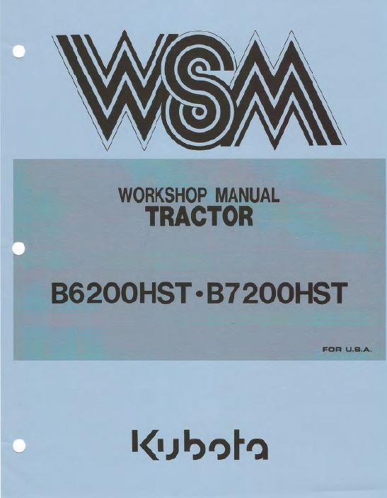 Kubota B6200HST•B7200HST Tractor Workshop Manual - PDF DOWNLOAD ...